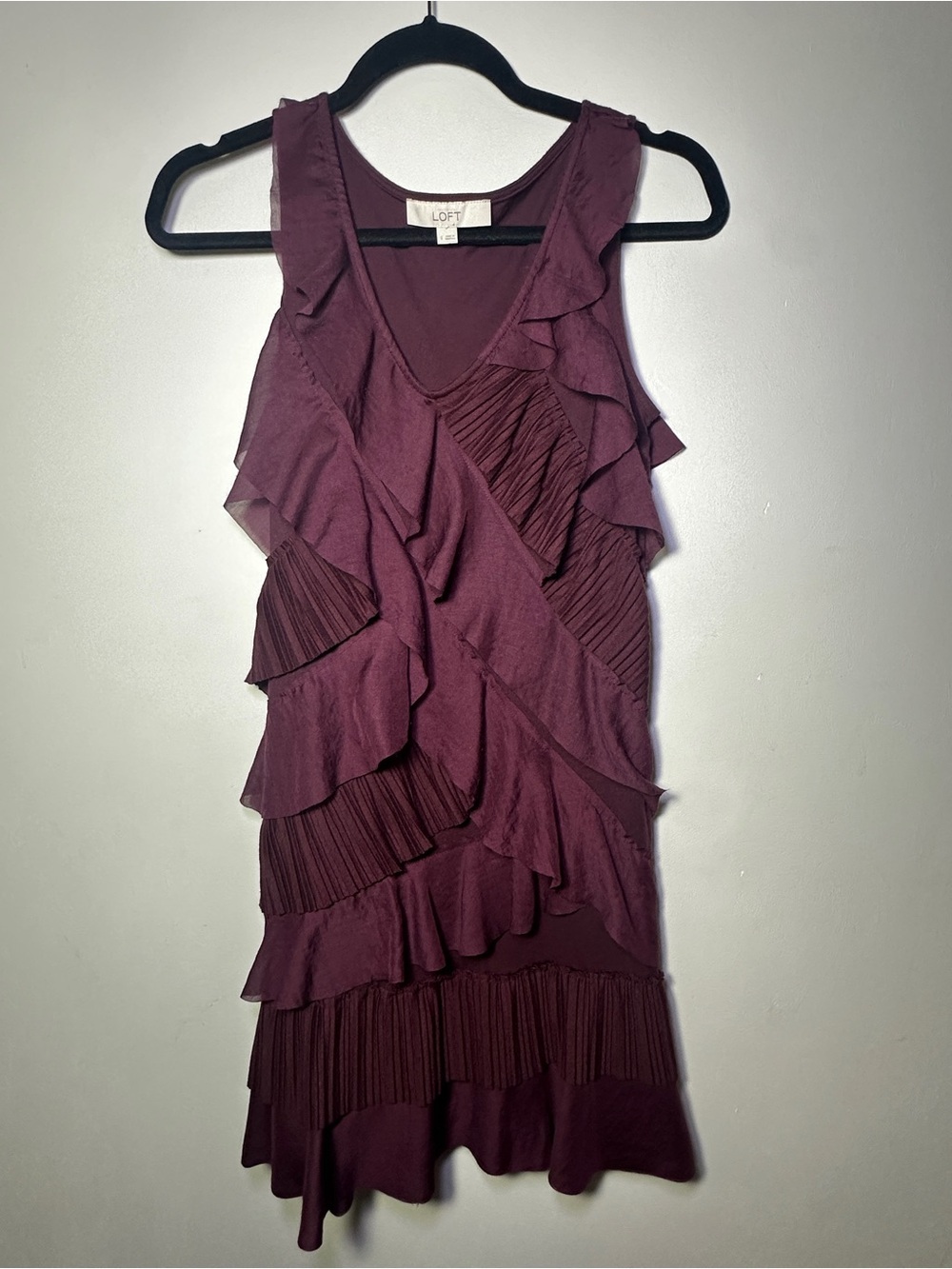 LOFT Women's Cascading Ruffle Babydoll Fairy Mini Dress Size Small Whimsigoth